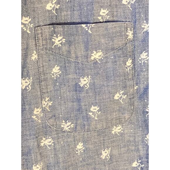 Bonobos Short Sleeve Button Down Shirt Floral Print Chambray ~ Sz L Slim Fit - Picture 6 of 8